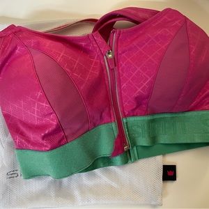 Shefit pink and green sports bra 1 Luxe